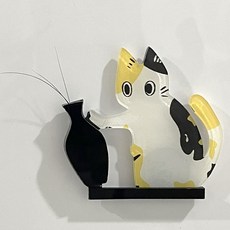 고양이 자석 반려동물 수염 보관 냉장고 마그넷, 삼색냥