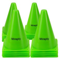 Mirepty 17.8cm(7인치) 플라스틱 트래픽 콘 스포츠 트레이닝 민첩성 마커 콘 축구 스케이트 농구 실내 및 실외 게임용(오렌지 12팩), 그린, 24팩