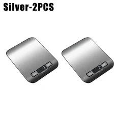 고정밀 스테인리스 스틸 스마트 주방 체중계 조미료 저울 디스플레이 전자 베이킹 무게추 배터리 5kg, 01 Silver-2PCS
