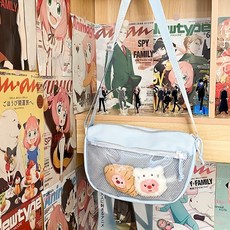 優選痛包 二次元小食量痛包 小食量痛包 透明痛包 小清新包 痛包 側背包 單肩包 日系包 二次元 動漫包 學生包, 1個, 現貨【藍色】二次元小食量痛包(不含配件)