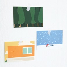 엽서 세트 디자인 카드 아트 문구 일러스트 편지 컬렉션, 35 노을지는