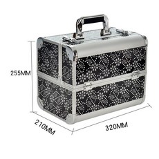메이크업 박스 도구 가방 전문가용 네일 여행용, 블랙 리프 320x210x255mm