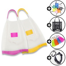 DMC 엘리트캔디 숏핀 오리발 + 리펠로키링 + 고급메쉬백 + 파우치 스트랩, 핑크