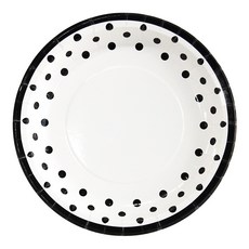 파티쇼 NEW 라인 도트 접시 6개입 생일 파티 셀프 홈파티 테이블 장식 피크닉 소품, 23cm, 블랙