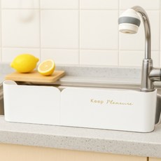 노바리스 수납형 길이조절 물튐방지 가림막 싱크대 물막이, 1개, 화이트