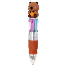Ryan 카피바라 피규어 4색 볼펜, 브라운, 1개