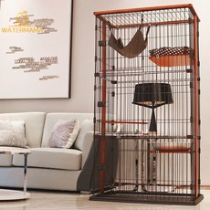 實木貓籠子家用貓別墅雙層三四層大號豪華室內貓籠子, 單層小號咖啡色,實木貓籠, 1個