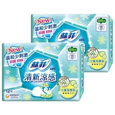 SOFY 蘇菲 清新涼感極薄小黃瓜微涼衛生棉 日用型, 29cm, 12片, 2包