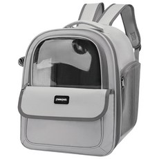 meerpet 貓咪外出透明背包 透氣舒適寵物後背包, 灰色, 1個