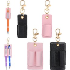 YBEATY 4개 랜야드 펜 클립 휴대용 가죽 넥 홀더, Pink, Black