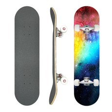 [초보자용 31인치 더블킥보드 4륜 전문가용 트윈팁 스케이트보드 초보자용/전연령대 안전 설계, 1개, 성운