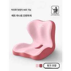 지니고 인체공학적 요추 보호 좌석 편안한 의자 자세교정 방석 등받이 주니어 컴퓨터 식탁, 핑크 조합