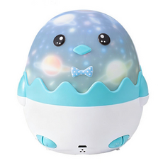 旋轉星空燈 睡眠燈 房間氣氛燈, 蓝企鹅(13圖音樂)有遙控可定時-充電版