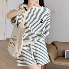 이서어패럴 캐주얼 트레이닝 스트라이프 반팔 반바지 상하세트1649