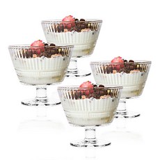 플랑 글라스 요거트볼 340ml 아이스크림볼 디저트볼 시리얼볼, 4개, 투명