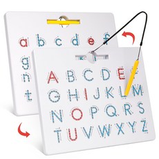 GAMENOTE Double Sided Magnetic Letter Board - 2 in 1 Alphabet Magnets Tracing Board for Toddlers, 편지