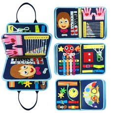 3~세 7-in-1 몬테소리 바쁜 보드 - 미세 운동 기술을 위한 감각 학습 장난감 어린이를 선물, 01 딥 블루