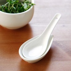 에라토 강화 중식 수저 수저받침 화이트 도자기 우동 라면 짬뽕 국물 스푼, 수저(받침x), 1개