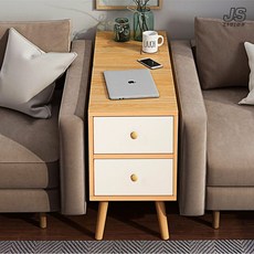 JS리빙 거실 협탁 서랍장 소파 옆 사이드 테이블 침대 원목 수납장 인테리어 미니 보조 탁자 간이 틈새 선반 베드 수납 정리대 30cm-Y-090, 1개, 화이트&우드 (새상품)
