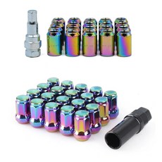 발통마켓 자동차 휠너트 잠금장치 휠볼트 20개 1세트 M12x1.5 락너트, 레드, 7각