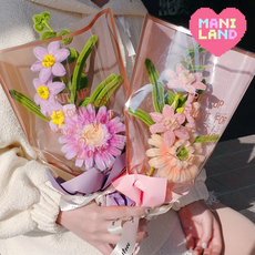 마니랜드 심플 거베라&수선화 모루 꽃다발 만들기 키트 / 기념일 선물 DIY 패키지 모루 철사 공예, 1개, 심플 피치 꽃다발