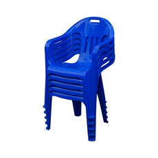 공룡플라스틱 웰빙의자 편의점 간이 야외 행사용 등받이 팔걸이 5개, 웰빙의자 청색