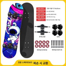 성인용 스케이트보드 스케이드보드 우드 입문자 4륜, 1개, 스페이스 래빗