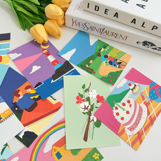 부모 자녀 일러스트 빈칸편지 엽서, 자녀가 부모에게 SET