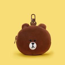 LINE FRIENDS 經典系列寵物毛絨拾便包收納包 (可愛造型 方便攜帶 大容量), 1個, 熊大