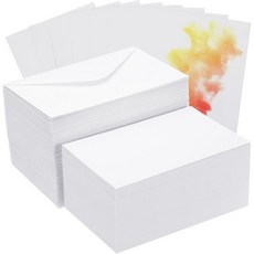 PATIKIL 100 세트 순수 면 수채화 카드 140파운드/300 GSM 엽서 아트 페인팅용 봉투 포함 크리에이티브 감사 노트 4x6인치, 30
