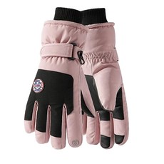 冬季滑雪手套 男女戶外騎行保暖加絨加厚防水防滑防風手套 機車騎士手套, 滑雪特價款:女粉色,均碼