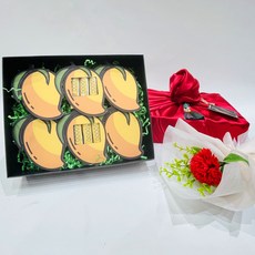 러블리팜 명품 용돈 선물 + 보자기 + 태슬 + 비누꽃 한송이 카네이션 세트, 망고 + 레드, 1개