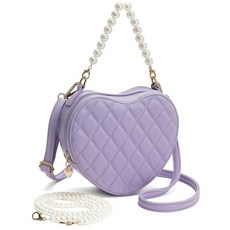 Noviko 여아용 하트 지갑 크로스바디 백 유아 지갑 아동용 퍼플.