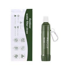 戶外緊急濾水器 過濾吸管 露營必備取水器 飲水過濾器 應急濾水器 野外求生吸管, 1個, 自封袋+挂鈎-戶外飲水過濾器