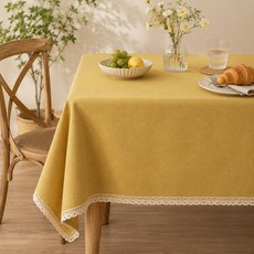 마에르 레이스 방수 식탁보 북유럽 테이블보 사각 식탁커버, 1개, 4인(120 x 170cm), 머스타드
