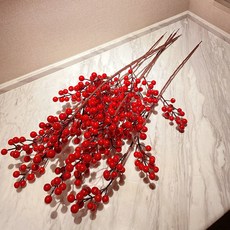 發財紅漿果擺設冬青富貴餐桌擺仿真假花裝飾客廳干花裝飾擺件仿真花永生花人造花乾燥花永不凋零拍照道具假花裝飾居家裝飾, 百靈行家精選超級大工廠 ♀6支6叉發13