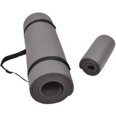 Fitvids Balance From Go Yoga 1.27cm 퍼플 두꺼운 고밀도 찢어짐 방지 다용도 요가 매트 무릎 패드 휴대용 스트랩 포함 131360 3545172602, Gray, 1개