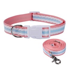 寵物脖套狗狗牽引繩項圈小狗遛狗脖圈舒適不勒脖子適用中大型寵物, 1個, 粉色項圈+牽引繩
