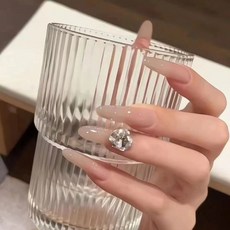 小紅書爆款穿戴甲片高級感秋季純欲風美甲片暈染漸變可拆卸假指甲, 1個, BY1643朱脣粉面:膠水款