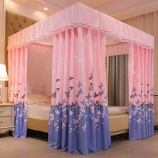 준하마켓 침대텐트 방풍텐트 수면텐트 우풍차단, 버터플라이플라이 커튼+프레임