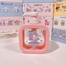 산리오 샴푸통 디스펜서 공병 욕실 1+1 캐릭터 다용도 디스펜서 키티 주방 바디워시, 1개, G. 물고기 꼬리 멜로디 300ml 로션병