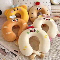 記憶棉U型枕 汽車/辦公室午睡適用 頸部支撐旅行頸枕, U型枕-廚師帽麪包,35*30cm【記憶棉 可拆洗】