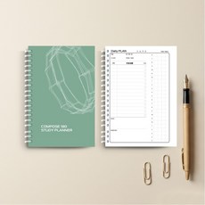 컴포즈180 스터디플래너 180days 먼슬리 플래너 6개월용 자체제작 인쇄, 다크그린 100days, 1개