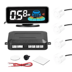 4pcs/8pcs 프로브 후면 반전 레이더 시스템 LCD 디스플레이 자동차 주차 센서 거리 감지 사운드 경고 부저, White 8pcs Probe