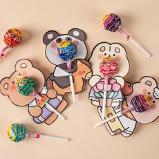 귀여운 동물 막대사탕 포장 라벨무료 단체 연말 판촉 행사 대량 단체 연말 학원 탕비실, 2E10_귀여운 동물 막대사탕