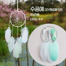 diy 드림캐쳐 행잉 깃털 재료 드림캡쳐 장식 인테리어 장식품, 1. 익스퀴지트 하트(그린+라이트라인)