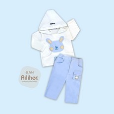Ailiher 純棉幼兒連帽上衣長褲套裝 上衣/褲子/外出服/居家服/長袖/幼兒/寶寶/秋冬 愛力兒優質棉用品