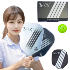 더블유클 T700 카본 피클볼 패들 라켓, 1세트, 화이트블랙, WCLE