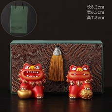 臺灣出貨 創意風特色風獅爺文創禮品 送客戶紀念品 生日伴手禮物, 風獅爺繡球元寶【紅色--大號】+【綠色禮, 1個