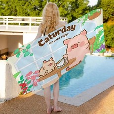 피그 룰루 블랭킷 건조 비치 타월 대형 프린팅 초흡 풀, D. z5